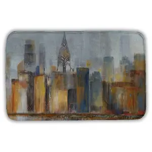 360 stand Chrysler Building Cityscape Bath Mat, 21x34 in Rectangle Chic Urban Bathroom Decor, Modern Cozy Home Bathroom Supplies for Shower
