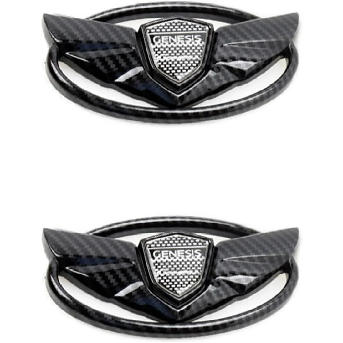 2-Piece Genesis Front+Trunk Logo Stickers Emblem Badges - Automobile Decals for 2010-2017 Art of Speed Coupe Wing, Most Genesis Models, Matte Black Gene-Carbon Fiber Car Vehicle Decoration, Long Wearing Car Exterior Accessories, Peel Off
