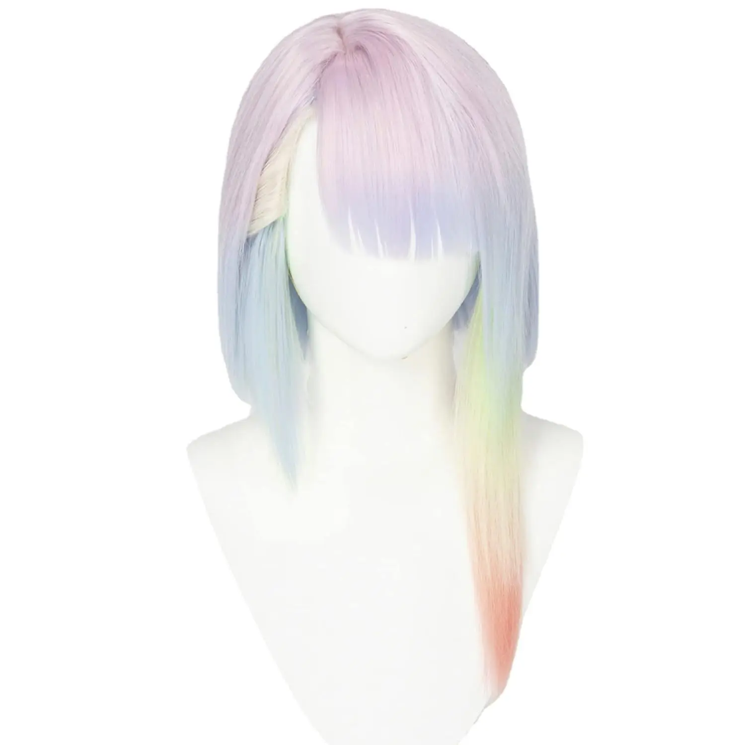 In Cyber Punk Style Anime Short Colorful Bob-wigs Temperature Synthetic Fiber wig Halloween,Christmas,Comic con,Party(Lucy)