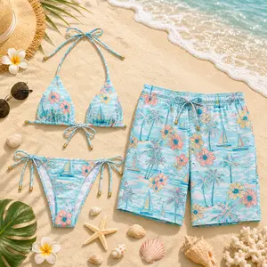 BVIs Matching Couple Swimwear Set 2026 – Bikini & Men’s Swim Shorts, Tropical Island Beach Vacation Gift for Couples