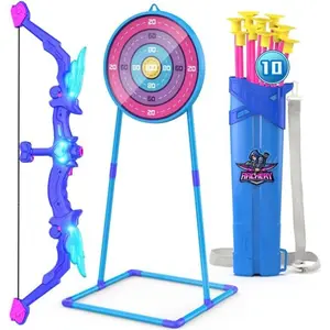 Z-OGP7 Kids Bow and Arrow Toy, Angel Light Up Archery Set W/ 10 Suction Cup Arrows, Targets & Quiver, Outdoor/Indoor Games for Kids Ages 4-7 8-12, Birthday Gifts for 4 5 6 7 8 9 10 11 12 Year Old Boys Girls