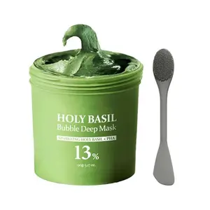 LANYAN Holy Basil Clay-Based Bubble Deep Mask - Vegan Wash-Off Cleansing Mask, Unisex Youth Formula for Deep Cleanse, Clogged Pores, Blackhead Removal, Moisturization, 90g/3.17 oz (All Skin Types)