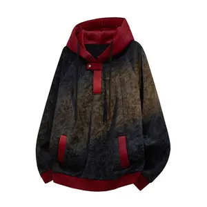 Men's spring new retro contrasting color defilement shoulder sweater, long-sleeved pullover hoodie, men's daily wear, soft and comfortable, casual and versatile personality street style men's hoodie, school season, Valentine's Day