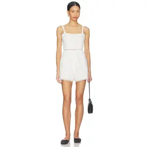 FAITHFULL THE BRAND Emilia Playsuit in Fresco Lace White