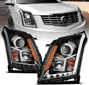 AmeriLite Black Projector Headlights Plank LED Bar Set For Cadillac SRX 2010-2016 - Passenger and Driver Side