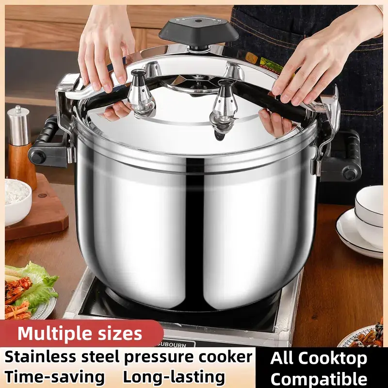 Commercial Stainless Steel Pressure Cooker (25L Large, 7L/11L Options) - Heavy-Duty Safe Cookware for Restaurant Kitchens, Compatible with Induction & Gas Stoves