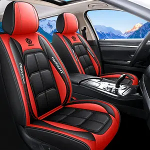 OTOEZ Universal 1/2/5 Seats Car Seat Covers Full Set in Black & Red PU Leather Fit for Most Cars & SUVs Waterproof Protection with Storage Pockets luxury