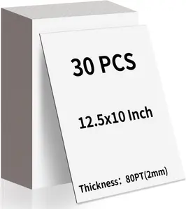 30 Sheets 10" x 12.5" White Chipboard with Grey Core, 80 PT (2mm) Thick Book Board for Book Covers, Scrapbooking, Photo Backing and Craft Projects