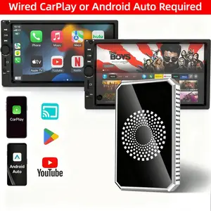 Netflix/YouTube/TikTok/Google Play/Screen mirroring to your car! Box-type in-car screen mirroring and streaming adapter, 3-in-1 wireless adapter, compatible with factory wired CarPlay vehicles