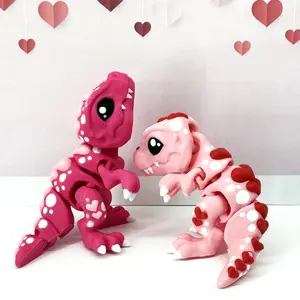 2pcs 3D Printed Heart T Rex, 6" Articulated Love Dinosaur, 3D Printed Valentine's Trex, Valentine Gift for Dino Lovers
