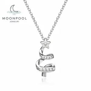 【#11】Spiral Star Christmas tree Necklace Synthetic Zircon Necklace in 925 Sterling Silver