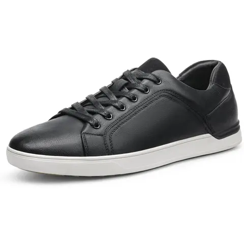 BRUNO MARC Men's Classic Lace-Up Vegan Leather Casual Shoes - Wide Fit, Cushioned Arch Support, Padded Tongue, Slip-Resistant Rubber Sole, Synthetic Below-The-Ankle Daily Wear Trainers