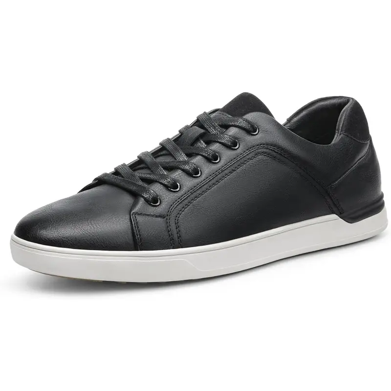 BRUNO MARC Men's Classic Lace-Up Vegan Leather Casual Shoes - Wide Fit, Cushioned Arch Support, Padded Tongue, Slip-Resistant Rubber Sole, Synthetic Below-The-Ankle Daily Wear Trainers
