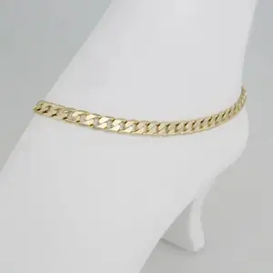 Anklet Cubanlink Ajustable - Gold-Tone Chain Design for Adjustable Wear