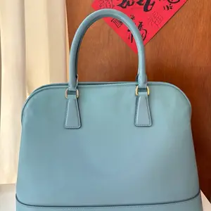 Pre-owned PRADA leather Shoulder Bags Blue Saffiano Lux Medium Promenade Top Handle
