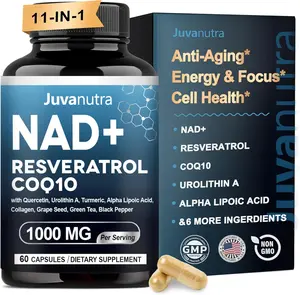 Liposomal NAD Supplement with Resveratrol CoQ10 Urolithin A ALA and Turmeric 11 in 1 Extra Strength Cellular Repair and Energy Boost Anti Aging Antioxidant Formula for Memory Focus and Brain Support Men Women 60 Capsules