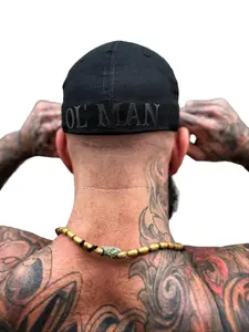 TheDriveClothing OL’ MAN BLACK ON BLACK BACK STYLE FLEXFIT COTTON HAT – Flexfit Fitted Cap, Stretch Cotton Comfort, Everyday Streetwear & Casual Wear