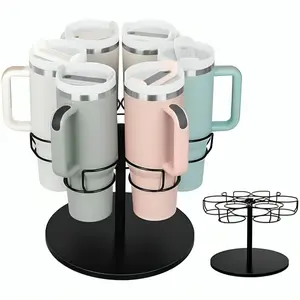 Rotating Water Bottle Organizer for Stanley 40 oz Tumbler with Handle – Kitchen Cabinet Tumbler Holder Rack, Black Bottle Storage Organizer