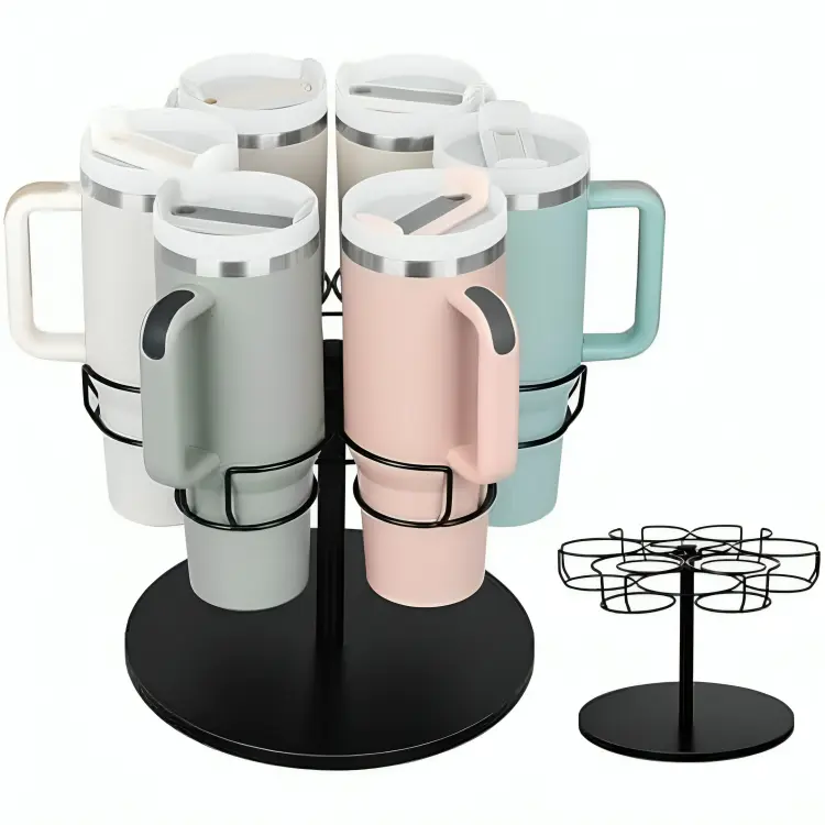 Rotating Water Bottle Organizer for Stanley 40 oz Tumbler with Handle – Kitchen Cabinet Tumbler Holder Rack, Black Bottle Storage Organizer