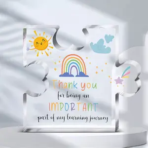 Acrylic Puzzle Design Ornament, Creative Thank You Letter Desktop Decor, Thank You Gifts for Teachers Coworker Office Manager Family Friend Bestie, Acrylic Plaque Decor