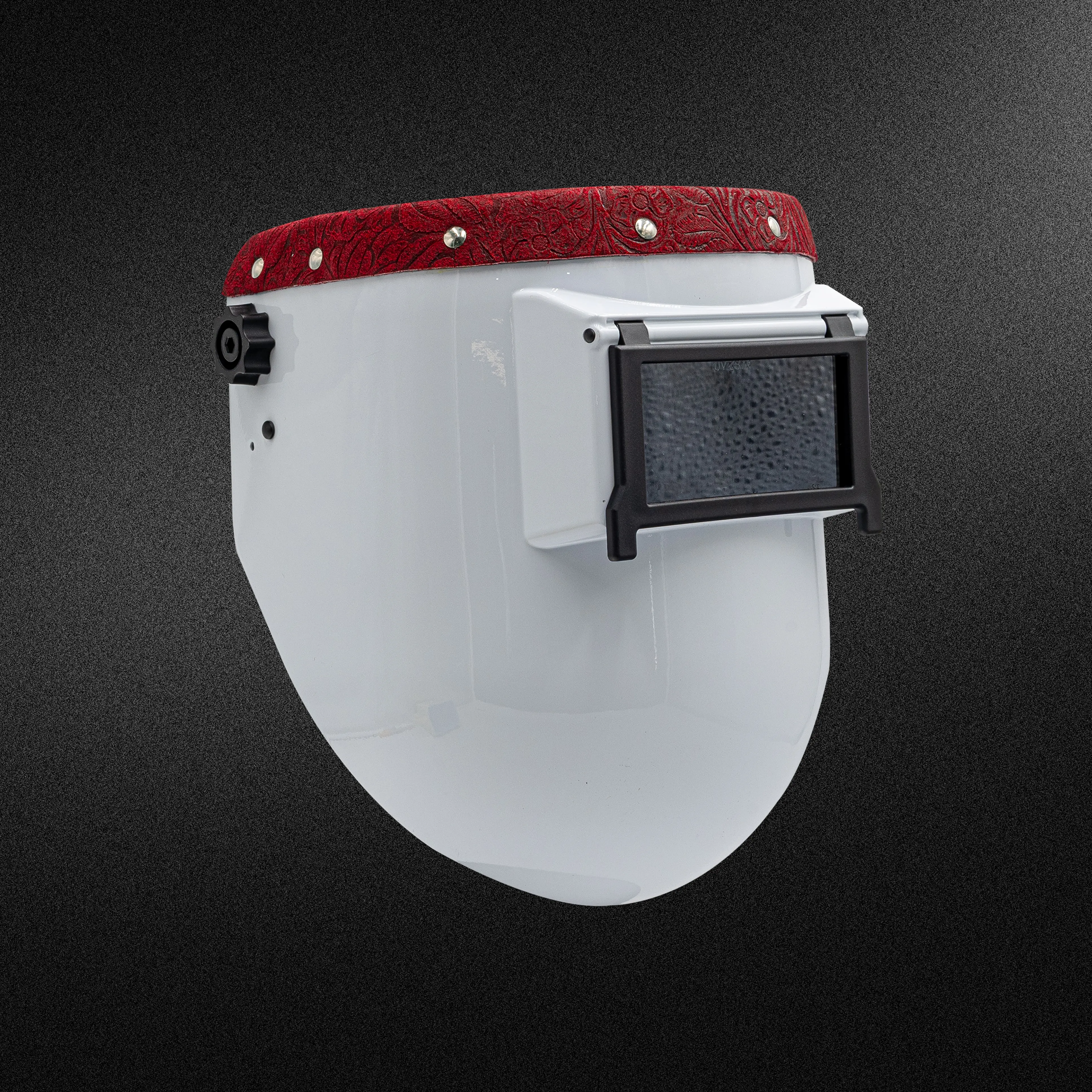 Pro X White - Top Red Floral Welding Hood