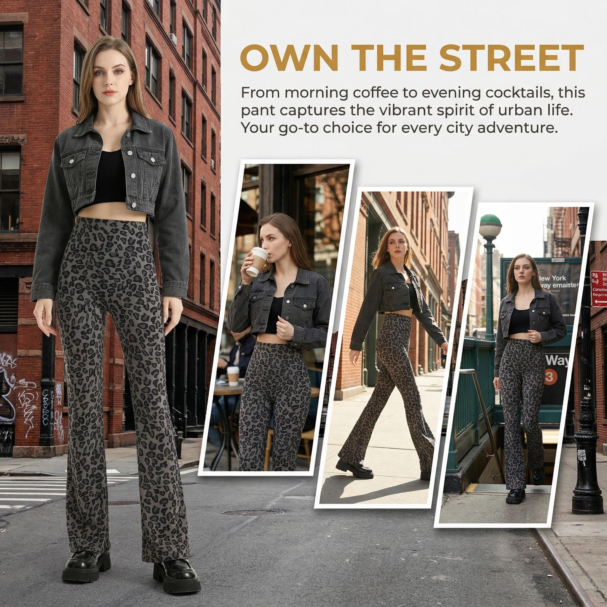 Women's retro leopard print high waisted flared pants - women's yoga pants - waist yoga pants roll control bell bottoms fit pants Y2K yoga, gym and casual sports women's high waisted, yoga flared pants tight sportswear