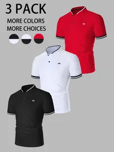 Men's Colorblock Short Sleeve Polo Shirt, Polo Tees, Regular Fit Casual Fashion Comfy Top for Summer, Men's Clothes for Daily Wear, Gamis