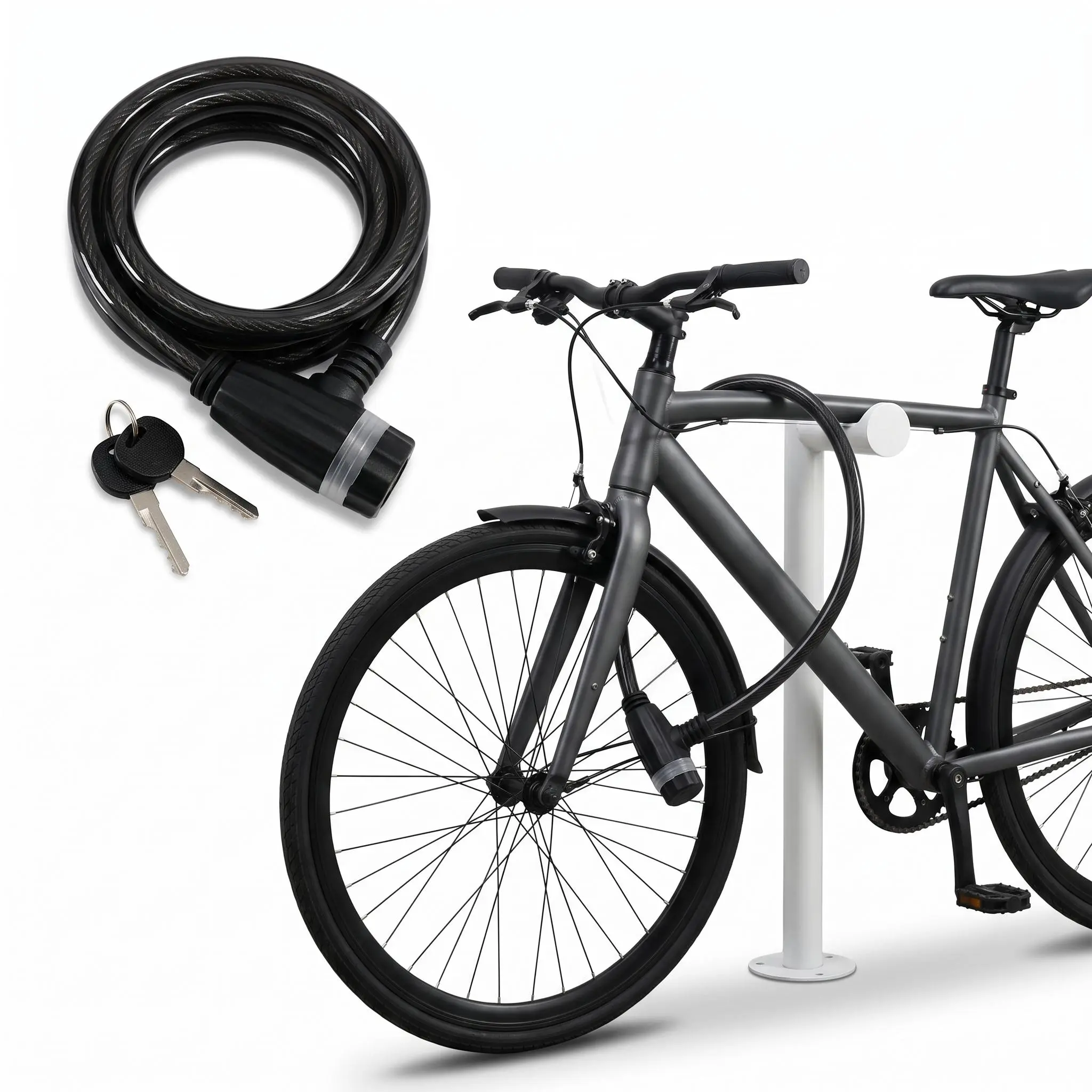 Keyed Bike Cable Lock Cut Resistant Steel Bicycle Lock with 2 Keys Heavy Duty Anti Theft Bike Lock for Mountain Road Bike Scooter