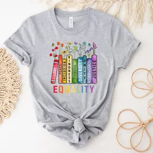 Equal Rights Shirt, Book Flower Shirt, Social Justice T-Shirt, Equality Peace Love Kindness Shirt, Feminist Gift for Her, Women Rights Shirt