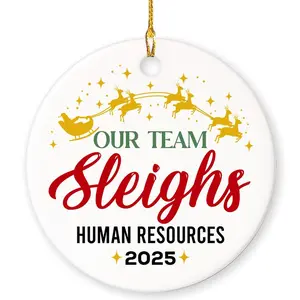 Personalized Our Team Sleighs Ceramic Ornament, Funny Office Team Appreciation Christmas Holiday Decoration UBY