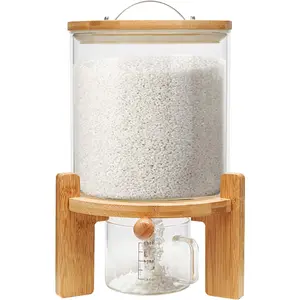 5L Large Capacity Glass Rice Grain Cereal Storage Dispenser Dry Food Storage Container