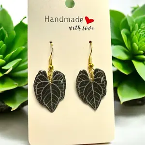 Anthurium Leaf Handmade Earrings - 1-Inch Dangle, 1/2 Inch Studs, Silver & Gold Options, Unique Design for Plant Lovers