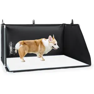 Dog Pee Pad Holder with High Walls, Foldable Dog Litter Box Pee Shields Indoor Dog Potty for Small and Medium Dogs, No Spill Pee Pad Holder Tray for Dogs Work (33.8*28*17.7in).Patent Pending