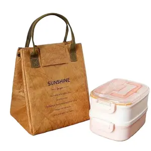 Waterproof Lunch Bag, Fashionable Oil-Proof Insulated Handbag, Thermal Bag, Rectangular Lunch Box with Faux Leather Handle, Perfect for Picnic, Camping, Office