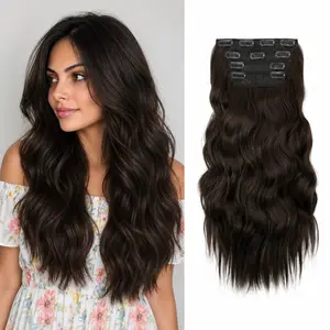 Plodon 4-Piece Clip-In Body Wave Extensions Set 16/20/24 Inch Thick Voluminous Hairpieces Natural Seamless Blend Soft Straight Lightweight Design No Damage Easy Wear Instant Length & Volume TikTok Viral Hair Tape In Hair