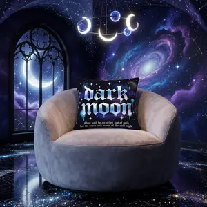 1-Piece "Dark Moon" Gothic Throw Pillow, Single-Side Print Celestial Dark Aesthetic Cushion, Soft Polyester Fabric, Ideal for Emo Goth Bedroom & Living Room Decor
