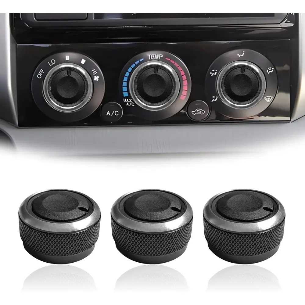 3 Pcs Car Interior Control Knobs - Car Accessory, Truck Accessories for Toyota Tacoma (2005-2015) - Heater, A/C or Fan Buttons with Light to Shine Through & Non-Slip Particles Design, Truck Interior Accessories