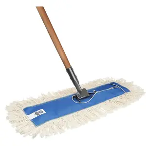 48"   Dust Mop Kit - Heavy Duty Mop  with  Handle for Industrial, Commercial, and Residential Cleaning - Dry Floor Duster for Hardwood Surfaces - White