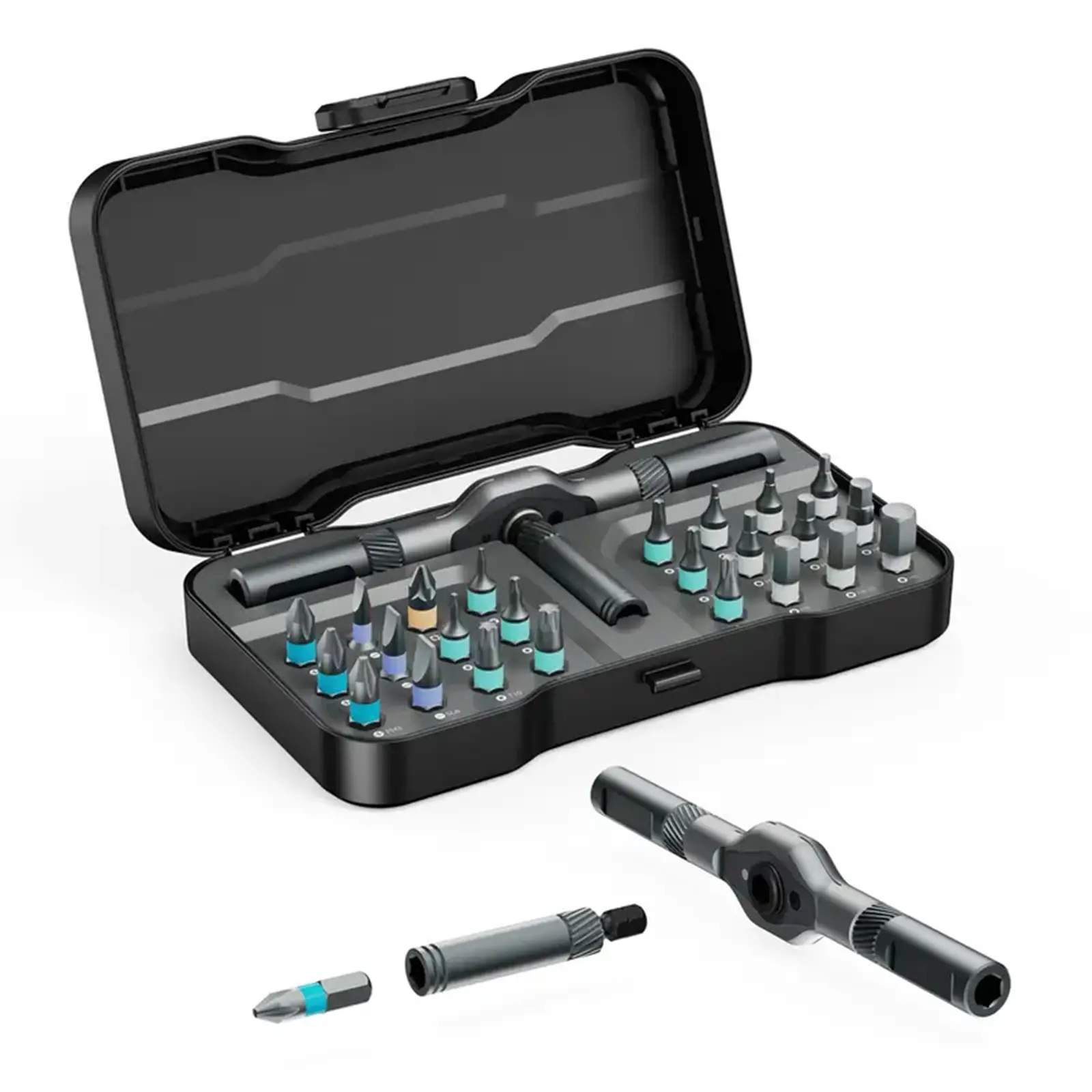 Portable 24-in-1 Magnetic Screwdriver Kit, Multi-Bit Ratchet Tool Set with Storage Box, for Precision Electronics, Home & DIY Repairs