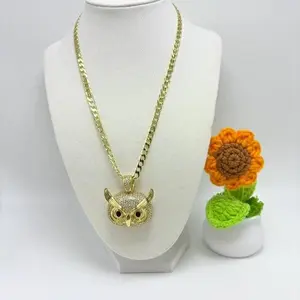 Owl Pendant Necklace 14k Gold plate size 18