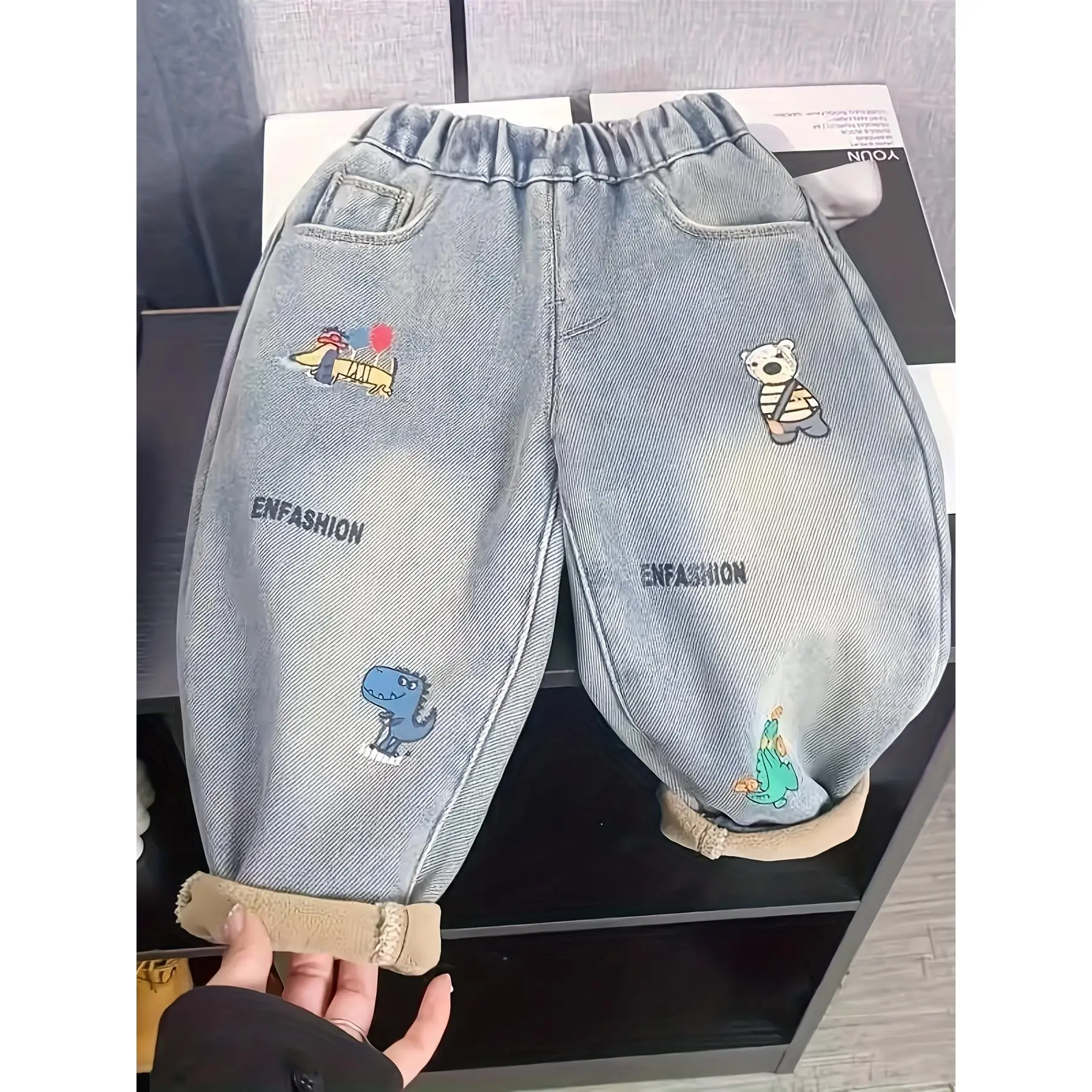 2025 Kids' Fleece-lined Straight-leg Jeans. The Ultimate All-season Pants for School. Trendy Korean Style, Durable & Warm. Top Choice for Stylish Parents. Machine Washable for Under 12., Kids Winter Jeans, School Pants, Straightleg Design