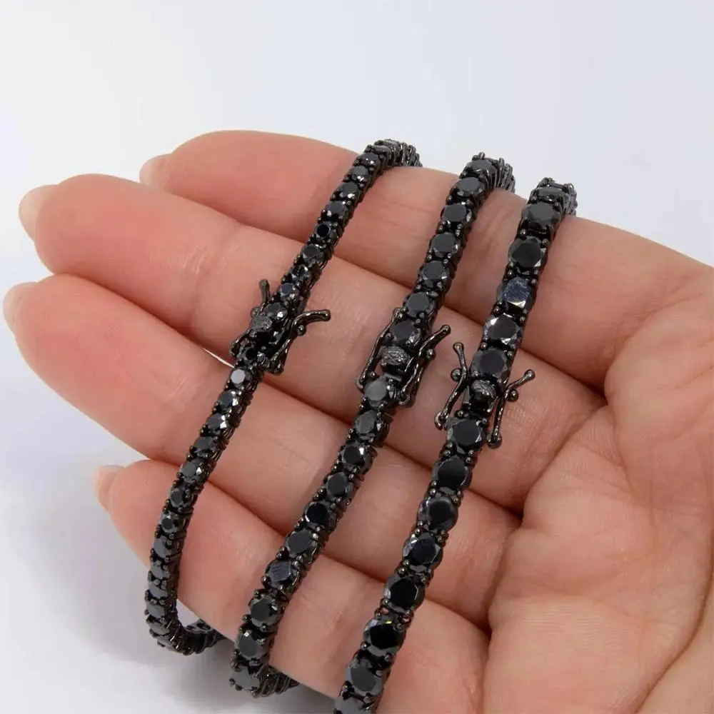 GRA Certified 3/4/5mm Black Moissanite Tennis Bracelet for Men Women Full Diamond 100% 925 Sterling Silver Hip Hop Party Jewelry
