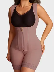 1 Count Women's Butt Lifting And Tummy Control Compression Shapewear Bodysuit, Curves Body Shaper, Fajas, Anti-Slip Smooth Solid Color Body Shaperwear, Colombian Shapewear, Romper With Zipper, Suitable For Wearing In Daily Life Underwear
