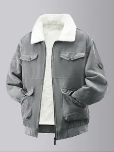 Men's Outdoor Fall Winter Casual Corduroy Fleece Lined Jacket, Warm Outerwear for Men, Comfortable and Stylish Coat for Autumn and Winter