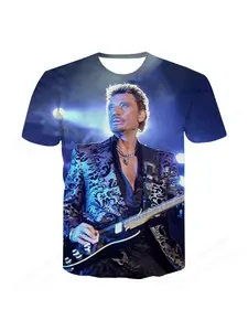 New Mens Tshirt Popular Singer Johnny Hallyday 3d Print T-shirt Men Women Fashion O-neck Casual Street T shirt Hip Hop Tops Tees