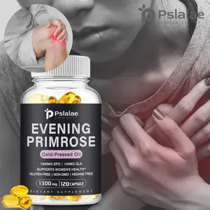 Pslalae Evening Primrose Oil (1300 mg) 120 Liquid Softgels, gluten-free, non-GMO, supports women's health and skin health.