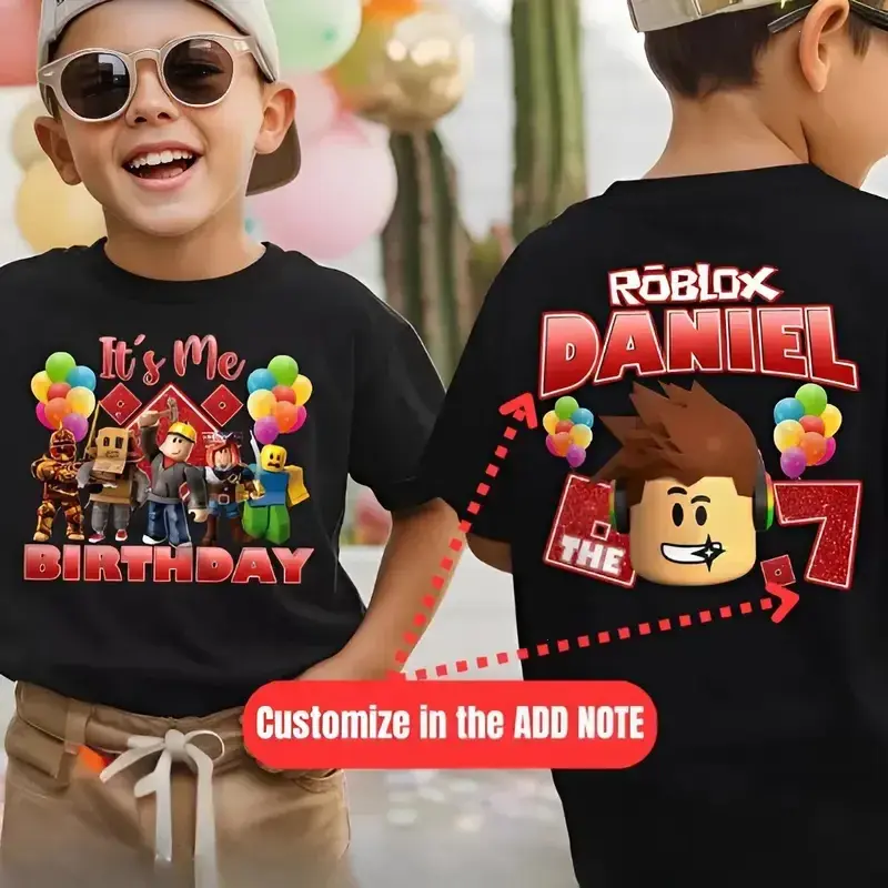 (Custom) Youth and Adult Customize Gamer Birthday Boy Shirt, Family Birthday Shirt, Roblox Shirt, Graphic Tees, Funny Gift, USA-Made & Printed Apparel	