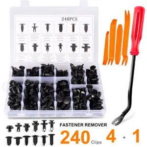 240pcs / 100pcs Auto Clips Kit – Push Pin & Rivet Set with Removers, Universal Car Trim Fasteners for Door, Bumper, Fender, Radiator Shield