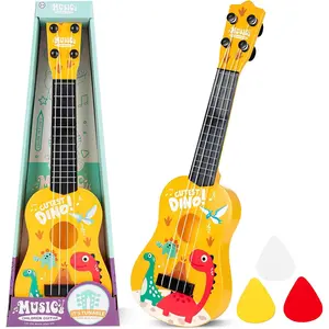Mini Guitar 17 Inch Kid Guitars Toddler Guitar Ukulele 4 Strings Guitar for Kids Party Favor Kids Musical Instruments Educational Toys for Beginner (Dinosaur)