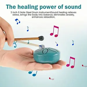 Portable Small 3 Inch Rain Drum Steel Tongue Drum, Mini Handheld Percussion Instrument with Mallets & Music Book, Perfect Gift for Beginners